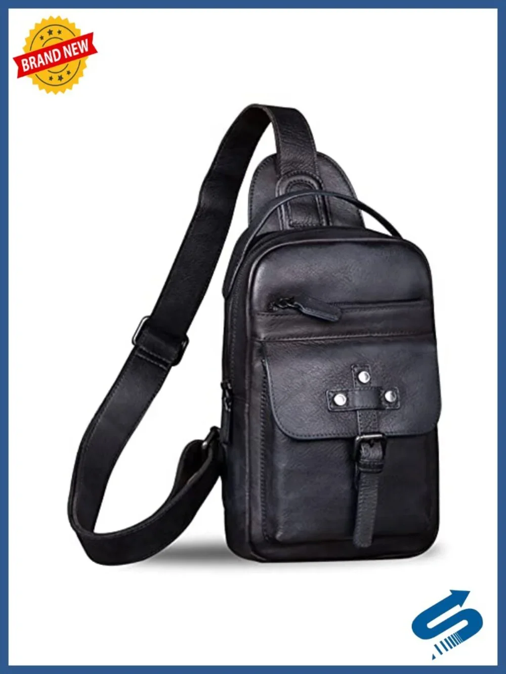 Genuine Leather Sling Bag Hiking Backpack Crossbody Daypack